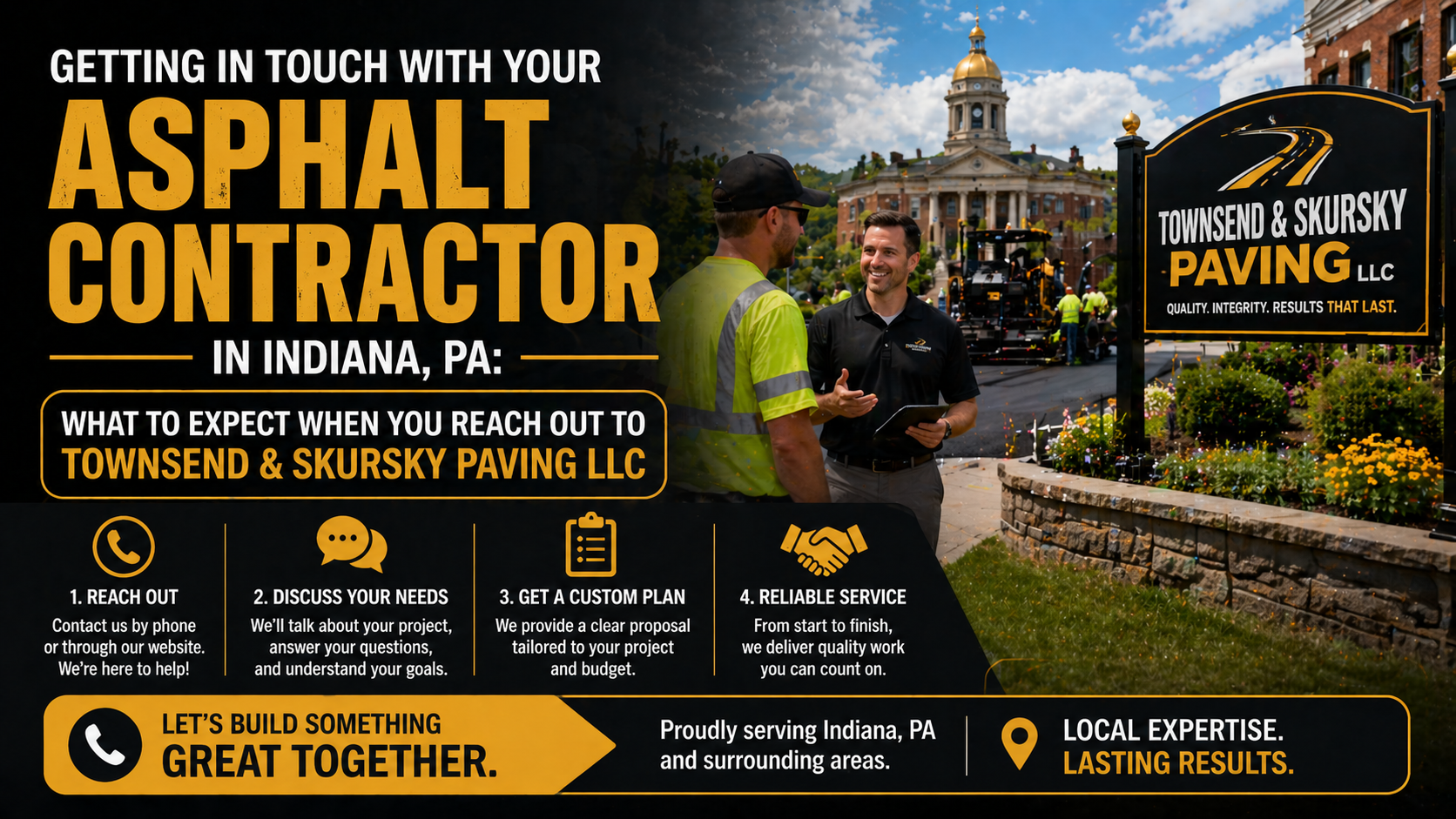 Getting in Touch with Your Asphalt Contractor in Indiana, PA: What to Expect When You Reach Out to Townsend & Skursky Paving LLC